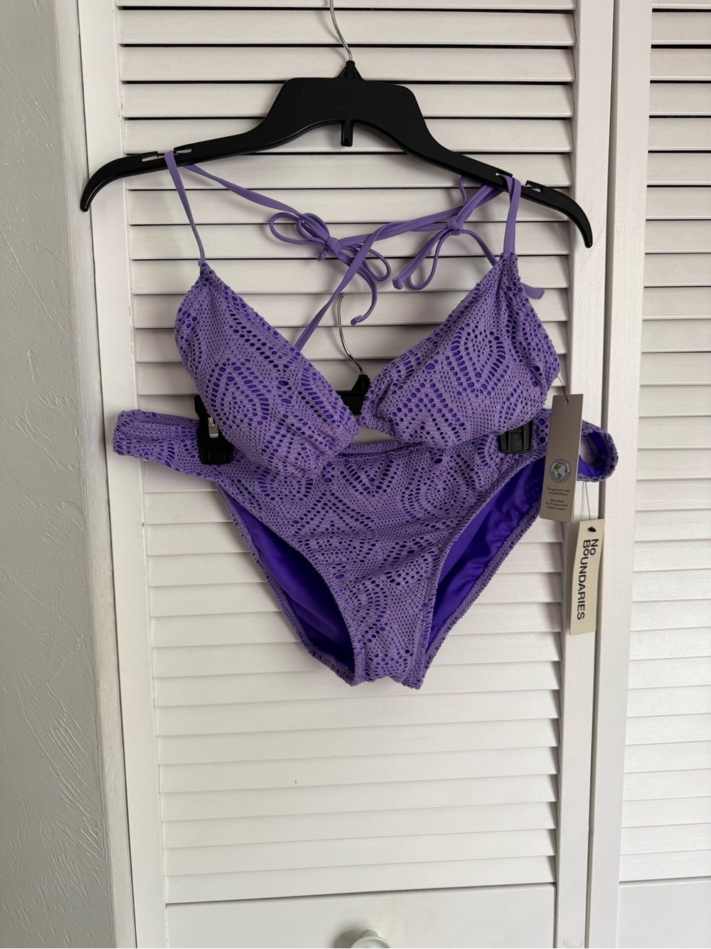 No Boundaries Purple Crochet Swim Top